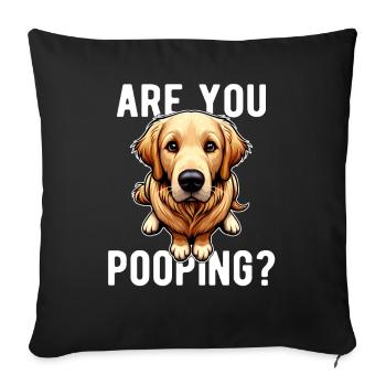 Faites-vous caca ? Drôle de chien Golder Retriver - Housse de coussin décorative 45 x 45 cm - noir - Devant