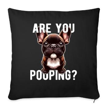 Faites-vous caca ? Drôle de bouledogue français - Housse de coussin décorative 45 x 45 cm - noir - Devant