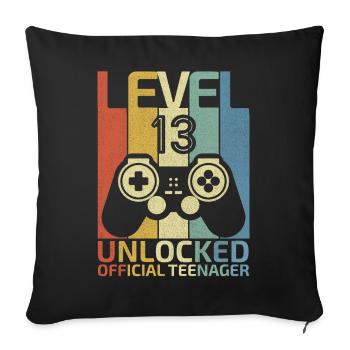 Level 13 Unlocked official teenager - Sofa pillowcase 17,3'' x 17,3'' (45 x 45 cm) - black - Front