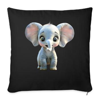 Elephant Africa Safari Wilderness Love Cute Elephant - Sofa pillowcase 17,3'' x 17,3'' (45 x 45 cm) - black - Front