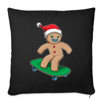 Gingerbread Man Christmas Skateboard - Sofa pillowcase 17,3'' x 17,3'' (45 x 45 cm) - black - Front