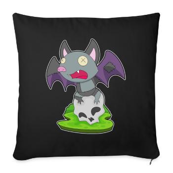 Chauve-souris Halloween crâne - Housse de coussin décorative 45 x 45 cm - noir - Devant