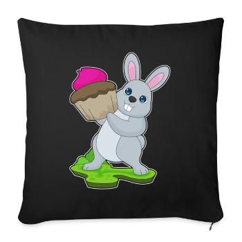 Cupcake lapin - Housse de coussin décorative 45 x 45 cm - noir - Devant