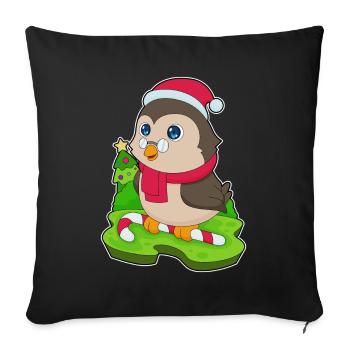 Hibou Noël Candy Cane - Housse de coussin décorative 45 x 45 cm - noir - Devant