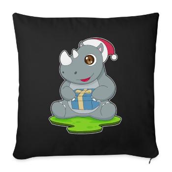 Chapeau de père Noël rhinocéros - Housse de coussin décorative 45 x 45 cm - noir - Devant