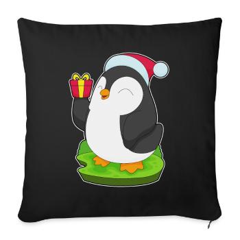 Penguin Christmas Santa Hat - Sofa pillowcase 17,3'' x 17,3'' (45 x 45 cm) - black - Front