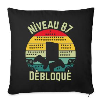 Level 87 Unlocked - Sofa pillowcase 17,3'' x 17,3'' (45 x 45 cm) - black - Front