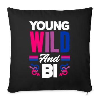 Jeune, sauvage et bisexuel - Housse de coussin décorative 45 x 45 cm - noir - Devant