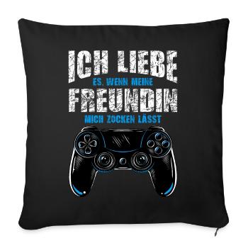 I love it when my girlfriend plays me - Sofa pillowcase 17,3'' x 17,3'' (45 x 45 cm) - black - Front