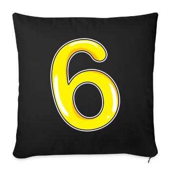 Number 6 Number yellow - Sofa pillowcase 17,3'' x 17,3'' (45 x 45 cm) - black - Front