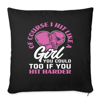 Boxe Femmes Fière Boxeuse - Housse de coussin décorative 45 x 45 cm - noir - Devant