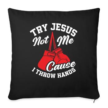 Boxe, Boxeur, Jésus, Christianisme - Housse de coussin décorative 45 x 45 cm - noir - Devant