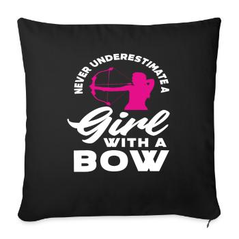 Femme fille hobby tir à l'arc - Housse de coussin décorative 45 x 45 cm - noir - Devant