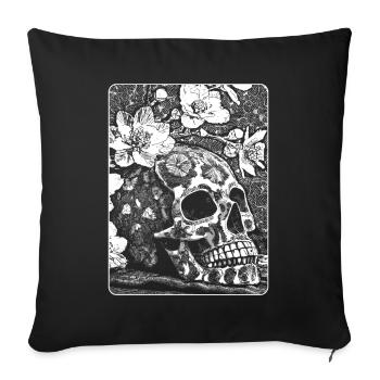 Surreal Skull Flower Shirt: Dark Style - Sofa pillowcase 17,3'' x 17,3'' (45 x 45 cm) - black - Front