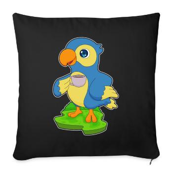 Parrot Cup of Coffee - Sofa pillowcase 17,3'' x 17,3'' (45 x 45 cm) - black - Front