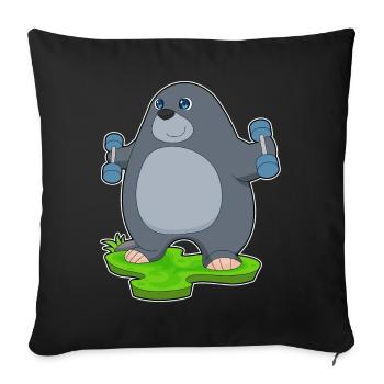 Bodybuilder Mole Haltères Bodybuilding - Housse de coussin décorative 45 x 45 cm - noir - Devant