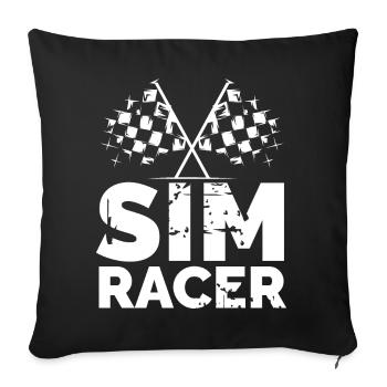 Sim Racer Gaming Checkered Flag Gamer Racer Logo - Sofa pillowcase 17,3'' x 17,3'' (45 x 45 cm) - black - Front