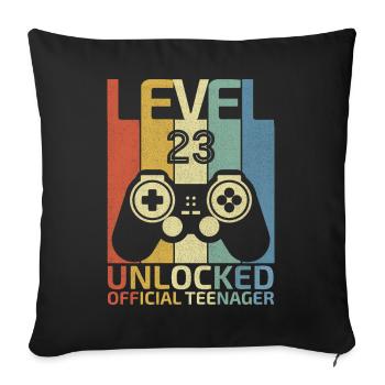 Level 23 Unlocked official teenager - Sofa pillowcase 17,3'' x 17,3'' (45 x 45 cm) - black - Front