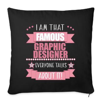 Graphiste Profession Femme Cadeau - Housse de coussin décorative 45 x 45 cm - noir - Devant