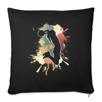 Basket-ball Joueuse de basket-ball féminine Basket-ball - Housse de coussin décorative 45 x 45 cm - noir - Devant