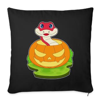 Citrouille d’Halloween serpent - Housse de coussin décorative 45 x 45 cm - noir - Devant