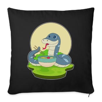 Cuisinière serpent cuisine de ramen - Housse de coussin décorative 45 x 45 cm - noir - Devant