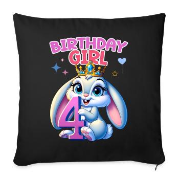 Anniversaire Fille, Anniversaire Enfants, 4 Ans, Fille - Housse de coussin décorative 45 x 45 cm - noir - Devant