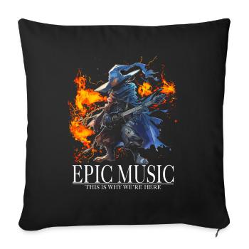 Epic Music Black Mage avec guitare électrique et feu - Housse de coussin décorative 45 x 45 cm - noir - Devant