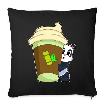 Panda Coffee to go Mug - Sofa pillowcase 17,3'' x 17,3'' (45 x 45 cm) - black - Front