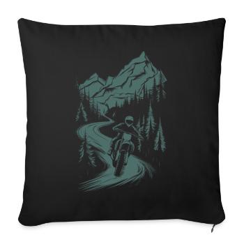 Motorcycle Motocross Motorsport Nature Mountains - Sofa pillowcase 17,3'' x 17,3'' (45 x 45 cm) - black - Front