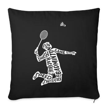 Badminton Badmintonspieler - Sofakissenbezug 45 x 45 cm - Schwarz - Vorne