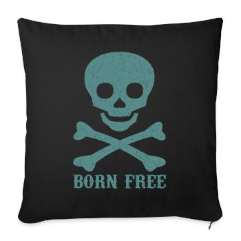 Crâne disant né libre - Housse de coussin décorative 45 x 45 cm - noir - Devant