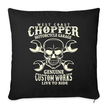 Skull Biker Saying West Coast Chopper - Sofa pillowcase 17,3'' x 17,3'' (45 x 45 cm) - black - Front