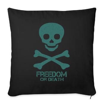 Crâne disant la liberté ou la mort - Housse de coussin décorative 45 x 45 cm - noir - Devant