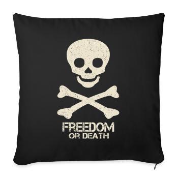 Crâne disant la liberté ou la mort - Housse de coussin décorative 45 x 45 cm - noir - Devant