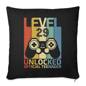 Level 29 Unlocked official teenager - Sofa pillowcase 17,3'' x 17,3'' (45 x 45 cm) - black - Front