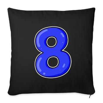 Number 8 Number Eight Motif Blue - Sofa pillowcase 17,3'' x 17,3'' (45 x 45 cm) - black - Front