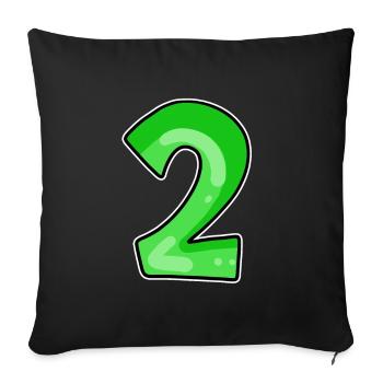 Two - 2 - Number Number - Sofa pillowcase 17,3'' x 17,3'' (45 x 45 cm) - black - Front
