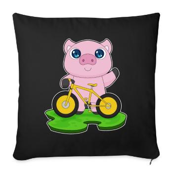 Vélo de cochon - Housse de coussin décorative 45 x 45 cm - noir - Devant