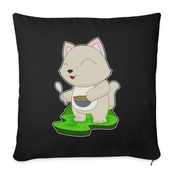 Cat Cooking Bowl Cooking - Sofa pillowcase 17,3'' x 17,3'' (45 x 45 cm) - black - Front