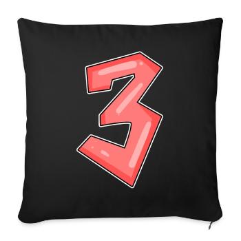 Three - 3 - Number 3 - Number 3 - Sofa pillowcase 17,3'' x 17,3'' (45 x 45 cm) - black - Front