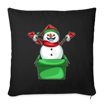 Boîte en carton de Noël Snowman - Housse de coussin décorative 45 x 45 cm - noir - Devant