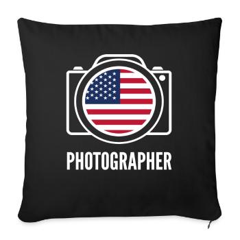 Photographer Photographer USA Flag - Sofa pillowcase 17,3'' x 17,3'' (45 x 45 cm) - black - Front