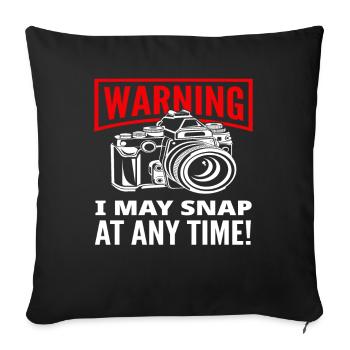 Photographer Photographer Warning - Sofa pillowcase 17,3'' x 17,3'' (45 x 45 cm) - black - Front