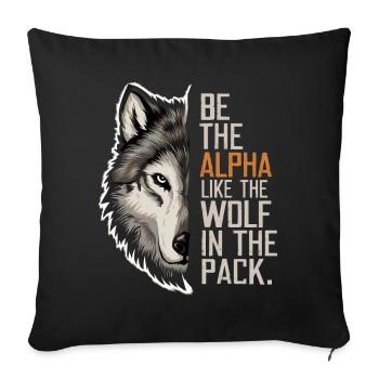 Wolf Wölfe Lustiger Sprüche Wolfsrudel Tiere - Sofakissenbezug 45 x 45 cm - Schwarz - Vorne