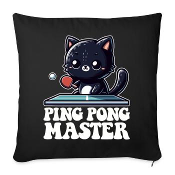 Ping Pong Master Katze Tenue de papa chat noir - Housse de coussin décorative 45 x 45 cm - noir - Devant