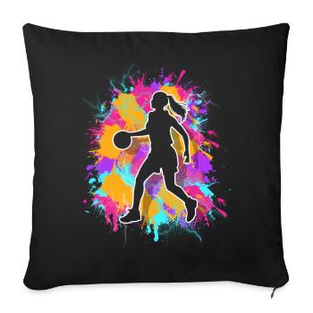 Basket-ball Joueuse de basket-ball féminine Basket-ball - Housse de coussin décorative 45 x 45 cm - noir - Devant