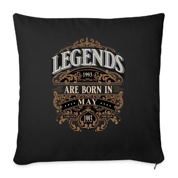 1993 Mai Naissance Anniversaire Année de naissance - Housse de coussin décorative 45 x 45 cm - noir - Devant
