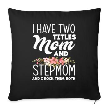 Belle-mère Maman Titre Fleurs - Housse de coussin décorative 45 x 45 cm - noir - Devant