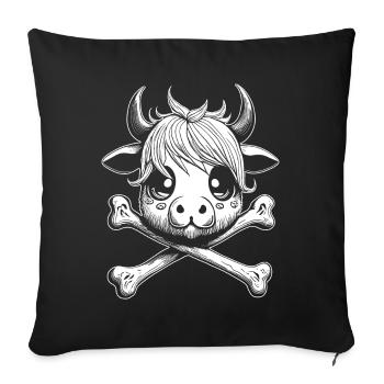 Skull Calf Comic Shirt for Cartoon Fans - Sofa pillowcase 17,3'' x 17,3'' (45 x 45 cm) - black - Front